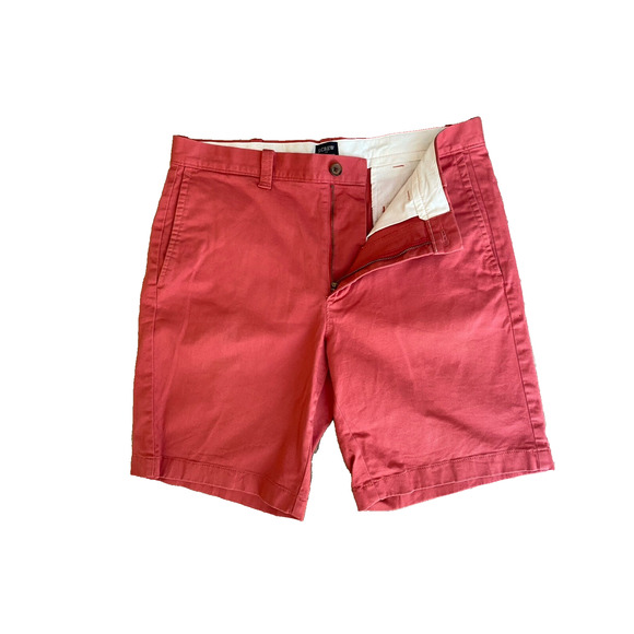 J Crew Shorts Mens 33W Salmon Orange Pink Preppy Summer Vacation Chino 9" inseam - Picture 1 of 10